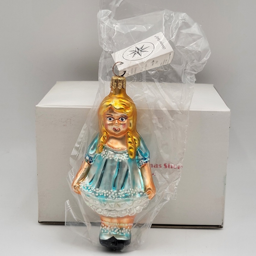 Christopher Radko Penelope Girl Blue Dress Glass Ornament 1995~ New Sealed